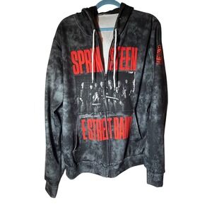 Bruce Springsteen E Street Band 2024 World Tour Zip Up Hoodie Acid Wash Black M